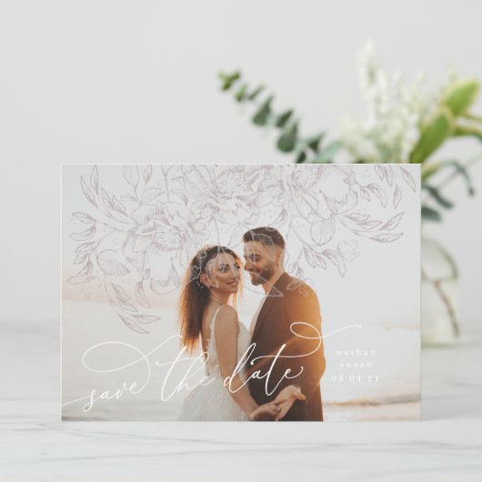 Floral Whimsical Boho Save the Date Photo Card (Staand voorkant)