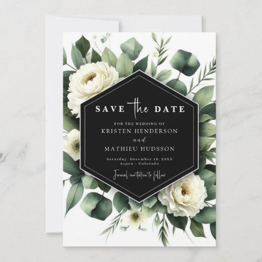 Floral Whimsical Eucalyptus Digital Wedding Save The Date (Voorkant)
