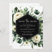 Floral Whimsical Eucalyptus Digital Wedding Save The Date (Voorkant / Achterkant)