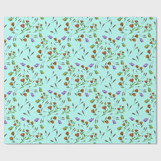 Floral Whimsical Gift Wrapping Paper Cadeaupapier (Vlak)