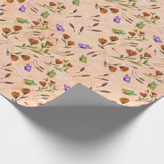Floral Whimsical Gift Wrapping Paper Cadeaupapier (Hoek)