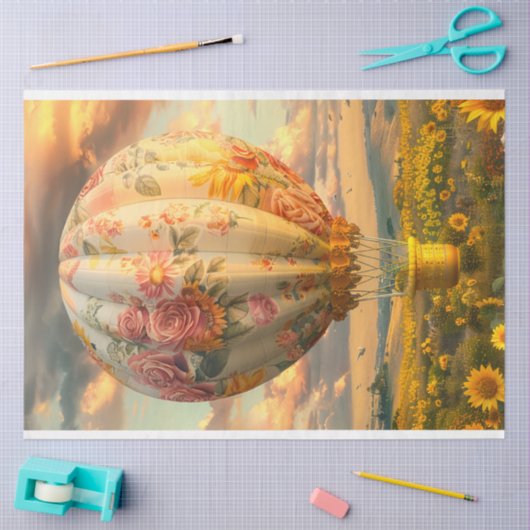 Floral Whimsical Hete Luchtballon Decoupage, Tissuepapier (Craft)
