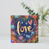  Floral Whimsical Kleurrijke Liefde Plezier Bedankkaart (Staand voorkant)