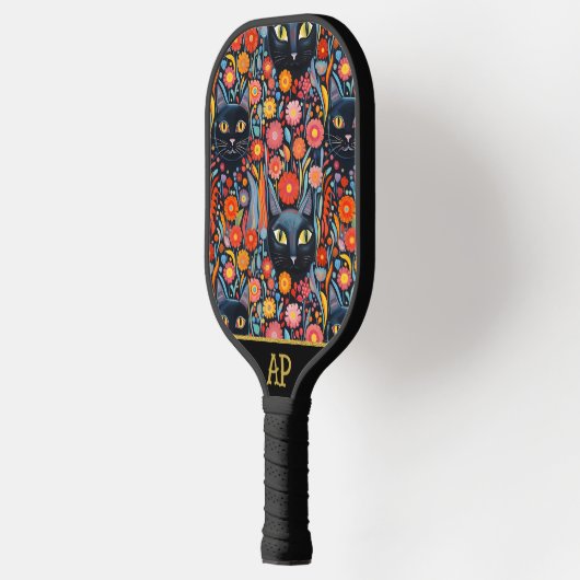 *~* Floral Whimsical Quirky Cat AP68 FOTO 4 Pickleball Paddle (Links)