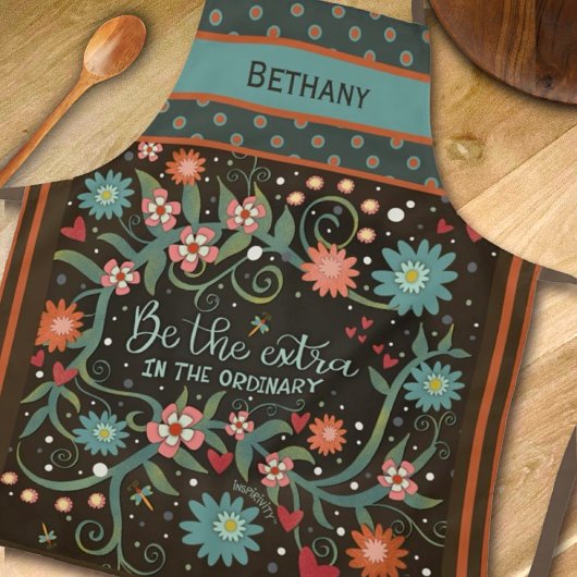 Floral Whimsical Stippen Custom Brown Inspirivity Schort