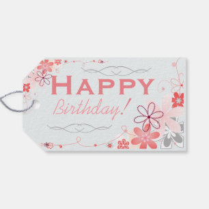 Floral Whimsy Birthday Gift Labels Cadeaulabel