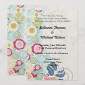 Floral Whimsy bruiloft Kaart (Voorkant / Achterkant)