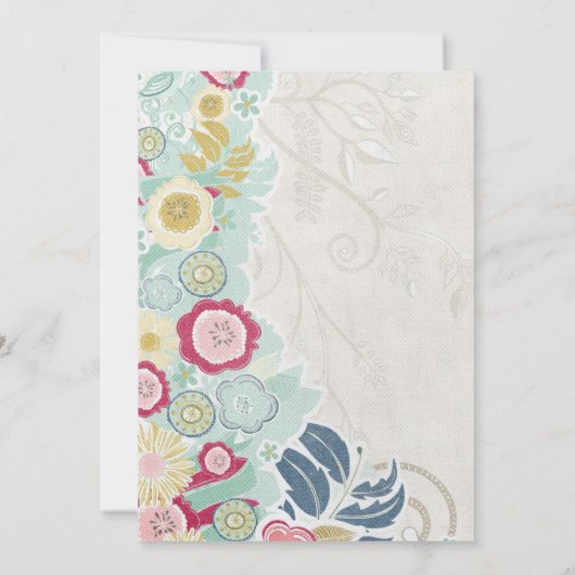 Floral Whimsy bruiloft Kaart (Achterkant)