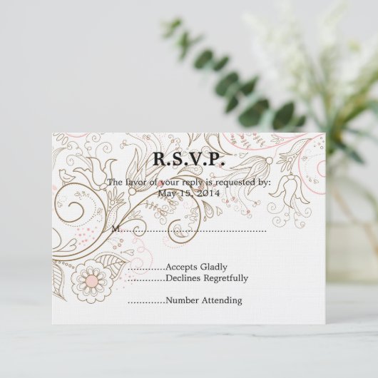 Floral Whimsy bruiloft RSVP (Staand voorkant)