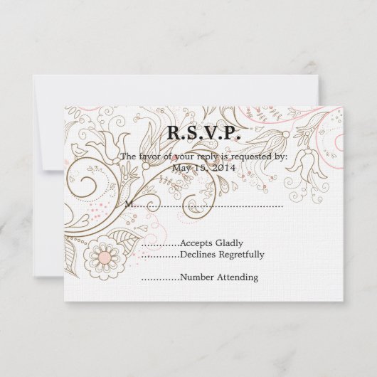 Floral Whimsy bruiloft RSVP Kaartje (Voorkant)