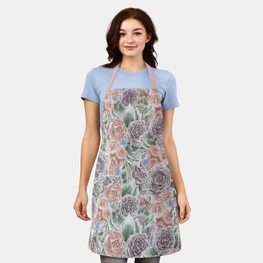 Floral Whimsy Coquette Print - Zachte vrouwelijke  Schort (Gedragen)