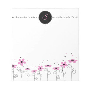 Floral Whimsy Gepersonaliseerd Monogram Notitieblo Notitieblok