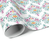 Floral Whimsy Modern Damask Delight. Cadeaupapier (Rol Hoek)