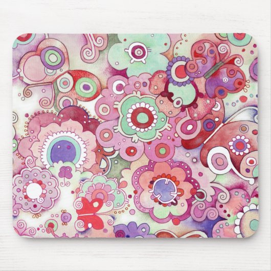 Floral Whimsy Mousepad Muismat (Voorkant)