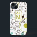 Floral Whimsy Pattern Monogram iPad Air Case<br><div class="desc">iPad case met wit,  blauw en chartreuse bloemenpatroon chevron patroon en chartreuse label en monogram. Dit is beschikbaar in verschillende kleuren en een verscheidenheid aan hoesjes en sleeves.</div>