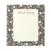 Floral Whimsy Personalized Desk Notitieblok | Zwar (Voorkant)