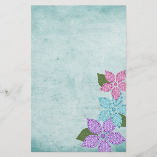 Floral Whimsy Stationery Briefpapier (Voorkant)