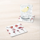 Floral Whispers -Abstract Acrylic Hibiscus & Rose Kartonnen Onderzetters (Insitu)