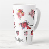 Floral Whispers -Abstract Acrylic Hibiscus & Rose Latte Mok (Rechterhoek)