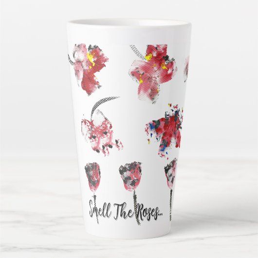 Floral Whispers -Abstract Acrylic Hibiscus & Rose Latte Mok (Voorkant)