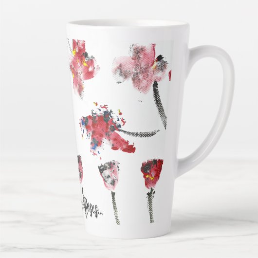 Floral Whispers -Abstract Acrylic Hibiscus & Rose Latte Mok (Rechts)