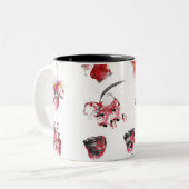 Floral Whispers -Abstract Acrylic Hibiscus & Rose Tweekleurige Koffiemok (Voorkant links)