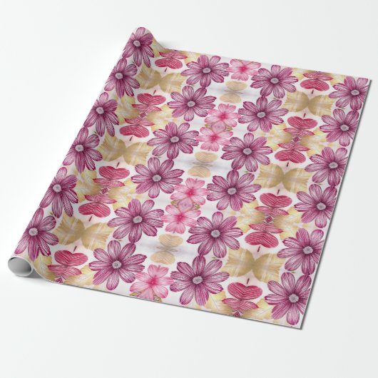Floral Whispers: ZazzleWrapMagic Exclusieve Wraps Cadeaupapier (Uitgerold)