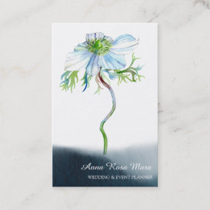 *~* Floral White Anemone Wedding Event Planner QR Visitekaartje
