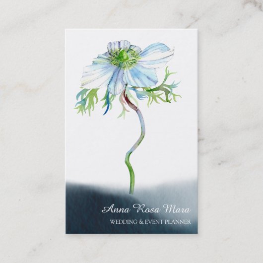 *~* Floral White Anemone Wedding Event Planner QR Visitekaartje (Voorkant)