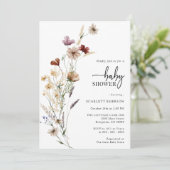 Floral White Baby shower Invitation Kaart (Staand voorkant)
