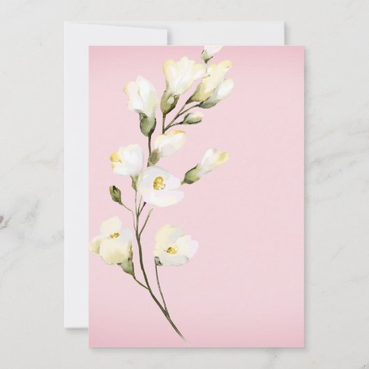 *~* Floral White Beach Roos Waterverf Bruids Invi Kaart (Achterkant)