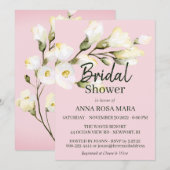 *~* Floral White Beach Roos Waterverf Bruids Invi Kaart (Voorkant / Achterkant)