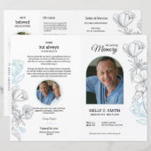 Floral White Begrafenisprogramma Sjabloon (Voorkant / Achterkant)