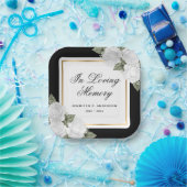 Floral White Black Gold in liefdevol geheugen Papieren Bordje (Feest)