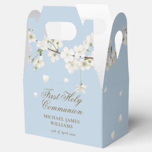 Floral White Blossom Blue Bedankdoosjes (Geopend)