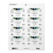 Floral White Blue Product Labels (Full Sheet)
