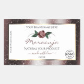 Floral White Burgundy Glitter Product Labels Logo (Voorkant)