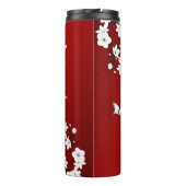 Floral White Cherry Blossom Monogram Jouw naam Thermosbeker (Achterkant)