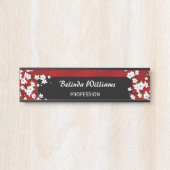 Floral White Cherry Blossom Red Kantoor Deurbordje (Voorkant)