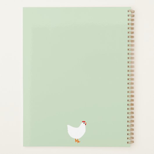 Floral White Chickens op Green Planner (Achterkant)