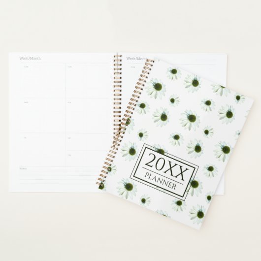 Floral White Cream Echinacea Pattern 2026 Planner (Display)