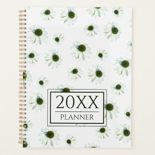 Floral White Cream Echinacea Pattern 2026 Planner (Voorkant)