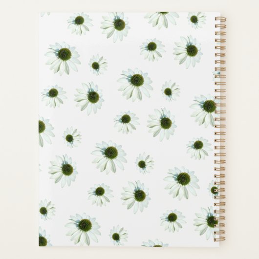 Floral White Cream Echinacea Pattern 2026 Planner (Achterkant)