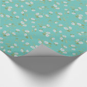  Floral White Daisies Blauwgroen land Cadeaupapier (Hoek)