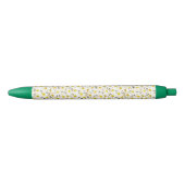 Floral White Daisies Green Trendy Design Sjabloon Blauwe Inkt Pen (Voorkant)