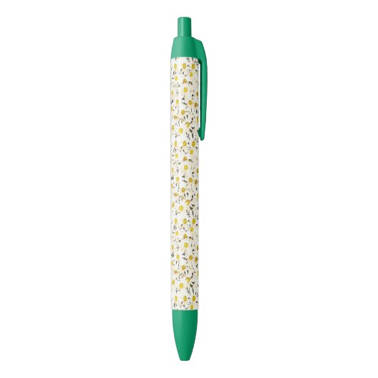 Floral White Daisies Green Trendy Design Sjabloon Blauwe Inkt Pen (Achterkant (Verticaal))