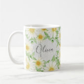 Floral White Daisies Name Waterverf Koffiemok (Links)