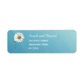 Floral White Daisies on Blauwgroen Blue Elegant Ad Etiket (Voorkant)