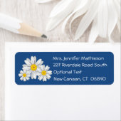 Floral White Daisy Flower Blue retouradres Etiket (Insitu)