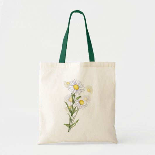 Floral White Daisy Flower Pattern Canvas Totebag Tote Bag (Voorkant)